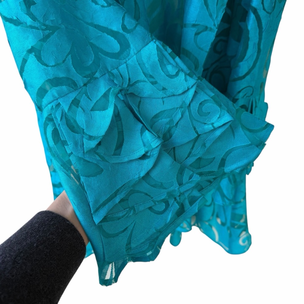 I.C. By Connie K. Women's Flowy Teal Floral Tunic w/ Ruffle bell sleeves Size M - Picture 5 of 8